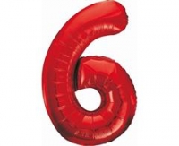 Fóliový balón č.6 červený, 85cm
