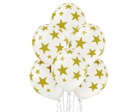 Latexové biele balóny Hviezdy zlaté