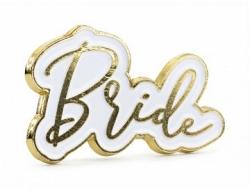Odznak Bride to be biely kov