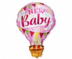 Fóliový balón New Baby ružový, 60cm