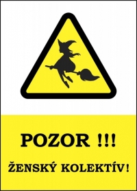 Vtipná tabuľka Pozor! Ženský kolektív
