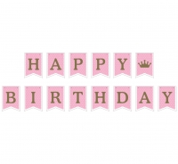 Banner Happy Birthday, ružový, 15 x 175 cm