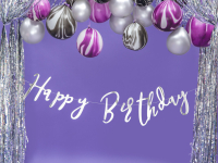 Banner Happy Birthday strieborný, 16,5x62cm