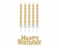 Sada sviečok Happy Birthday zlatá