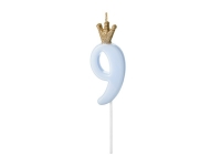 Sviečka č.9 Korunka modrá 9,5cm