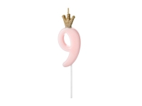 Sviečka č.9 Korunka ružová 9,5cm