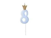 Sviečka č.8 Korunka modrá 9,5cm