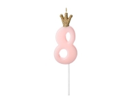 Sviečka č.8 Korunka ružová 9,5cm