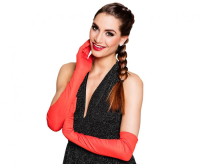 Rukavice saténové červené extra dlhé