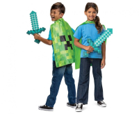 Kostým Minecraft - plášť a meč zelený