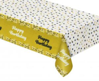 Obrus Happy Birthday bielo-zlatý