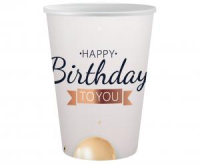 Poháre Happy Birthday zlaté balóny
