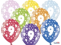 Balón č.9 s hviezdičkami, 10ks