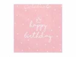 Servítky Happy birthday ružové
