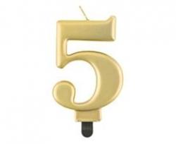 Sviečka metalik zlatá 5