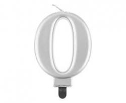 Sviečka metalik strieborná 0