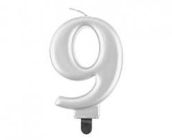 Sviečka metalik strieborná 9