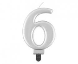 Sviečka metalik strieborná 6