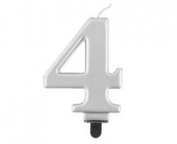 Sviečka metalik strieborná 4