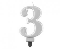 Sviečka metalik strieborná 3