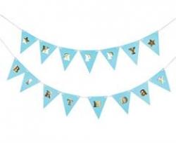Vlajková girlanda Happy Birthday, modrá