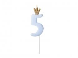 Sviečka č.5 Korunka modrá 9,5cm