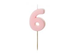Sviečka č.6 ružová 5,5cm