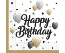 Servítky Happy Birthday Balóny a Hviezda