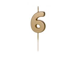 Sviečka č.6 medeno-zlatá 4,5 cm