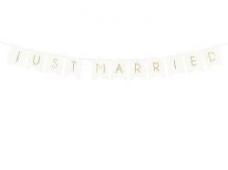 Banner Just Married biely