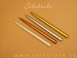 Svieca kónická  strieborná metalik